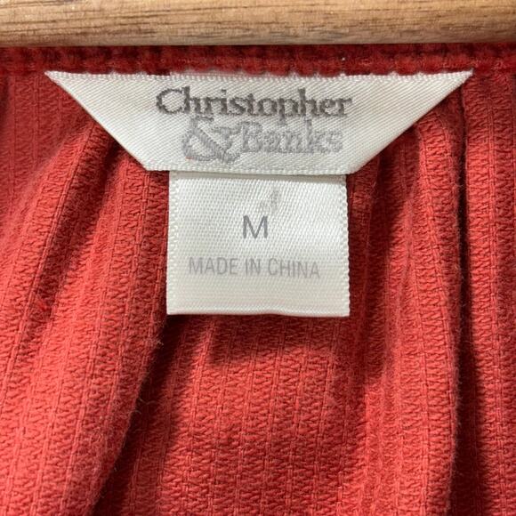 Christopher Banks Corduroy Top M Orange Corduroy Button Boho Cottage Retro - Picture 4 of 6